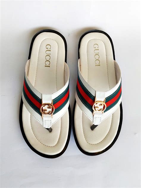 white gucci slippers